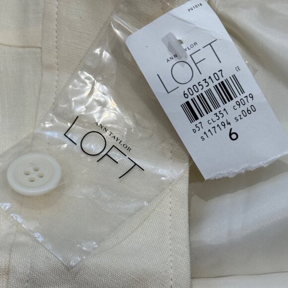 Ann Taylor Loft Womens Linen Blend Cropped Cuffed Pants Size 6 Cream New - Picture 6 of 10